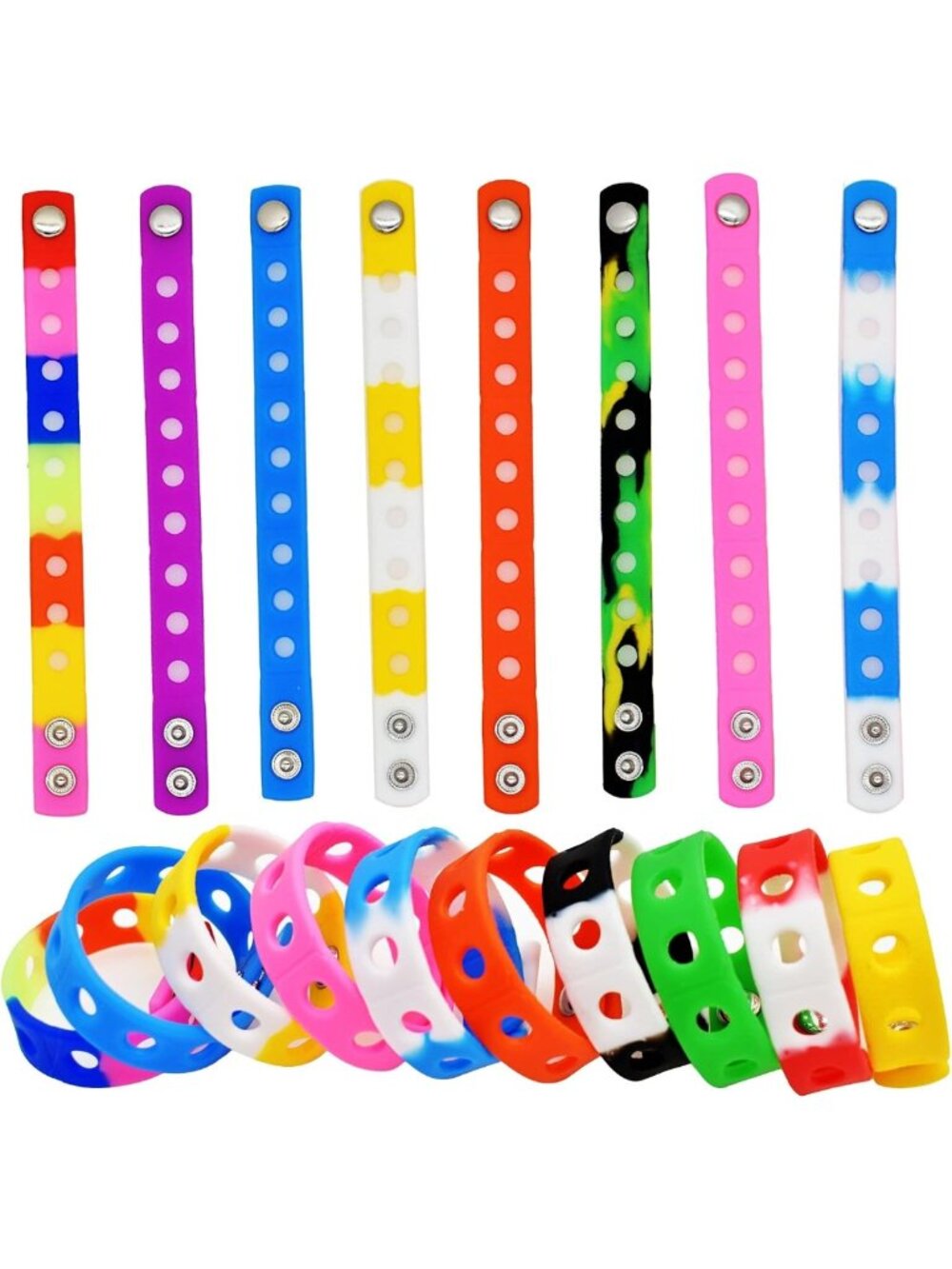 Colorful Silicone Wristbands - Adjustable 7-Inch Bracelets, 10-100PCS for